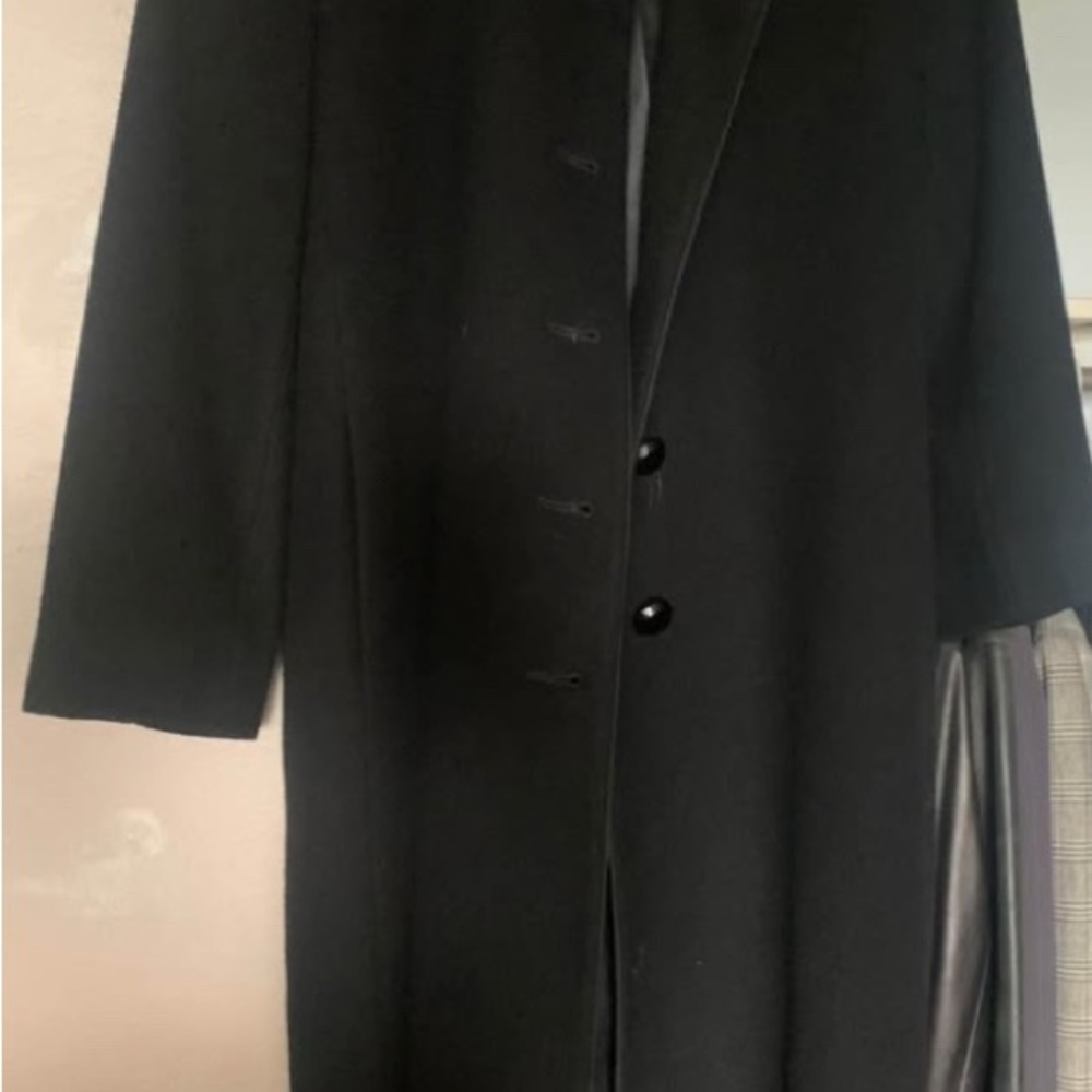 Fleurette by Neiman Marcus Classic Black Trench Coat 100% cashmere